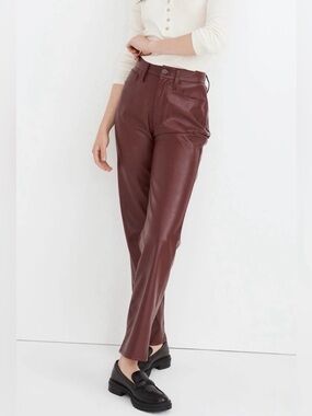 NWT Madewell Vintage Straight Jean Faux Leather Edition, Red, Size 26